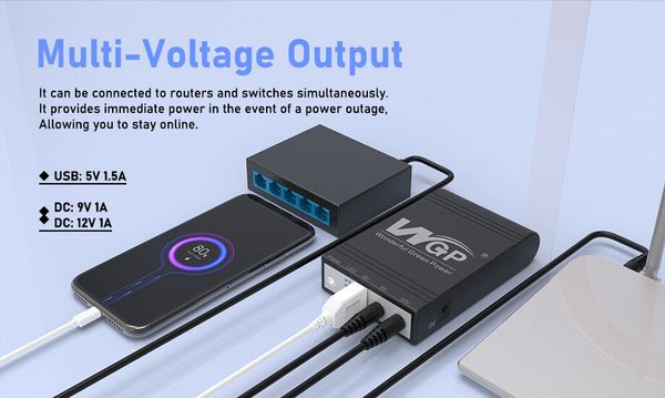 New Version WGP Mini UPS 10400Amh 6-12 Hours+ Backup